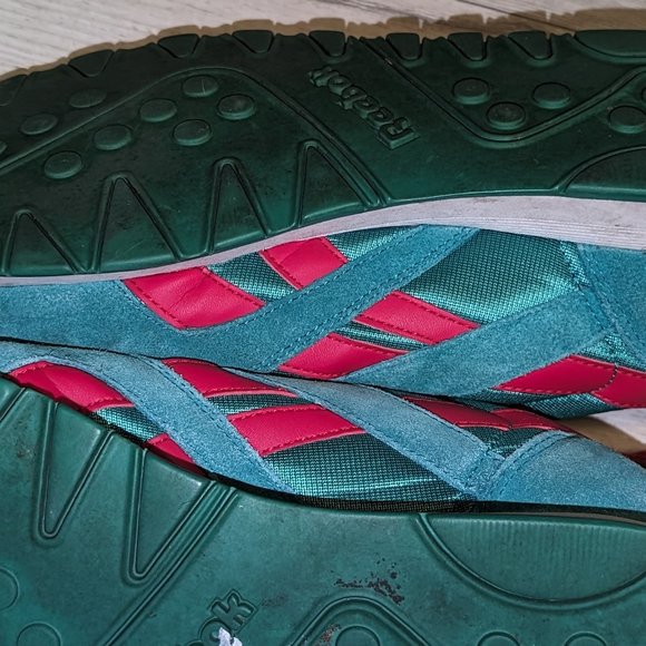 Vintage Reebok Classic Low Top Green Red Sneakers Trainers Shoes  Men's 10.5 - Picture 2 of 9